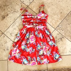 Roxy XS Red Floral Dress
